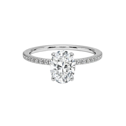 1.25ct. oval diamond engagement ring in 14k white gold with hidden halo design, ideal for proposals