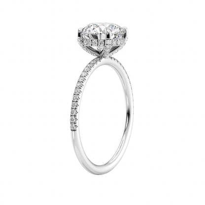 1.2carat hidden halo oval engagement ring in 14k white gold, lab grown and sustainable