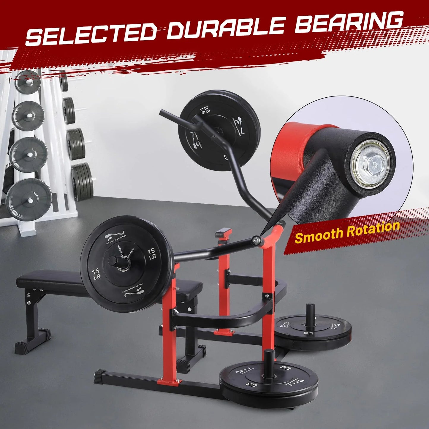 Chest Press Machine, 1050LBS Capacity, Independent Converging Arms, Weight Bench Press with Adjustable Flat Bench for Upper Body Workouts, Red