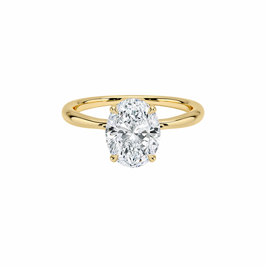 Oval Diamond Hidden Halo Ring(1.0ct.) In 14K Yellow Gold