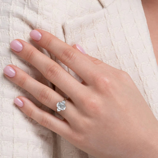 Oval Diamond Three Stone Engagement Ring For Women(1 ct.tw) In 14k