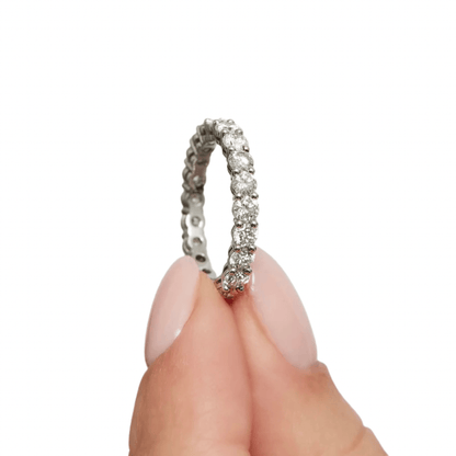 2 carat round brilliant lab grown diamond wedding band, conflict free and sustainable