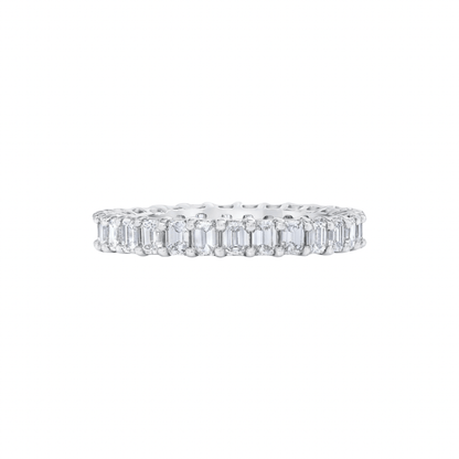 elegant 3 carat Emerald Cut diamond eternity band for women set in 14k white gold