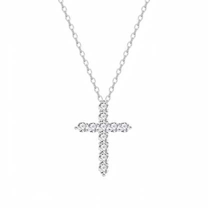 Diamond Cross Silver Necklace for Women, perfect for birthday gifts