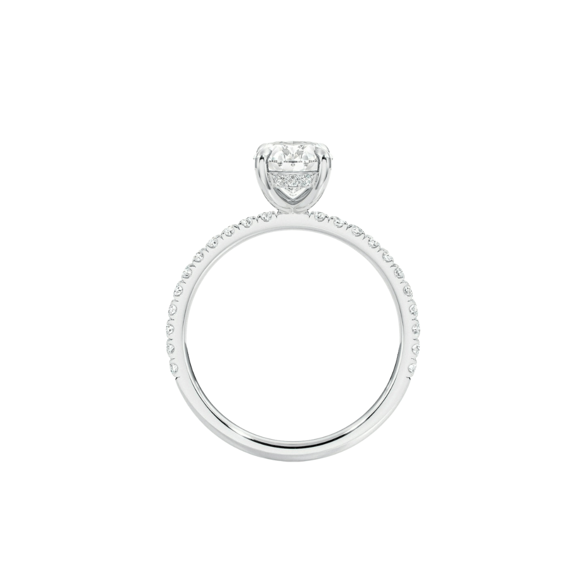 1 carat hidden halo engagement ring with oval lab grown diamond for brides