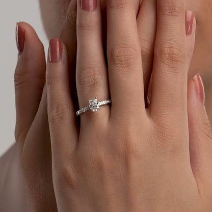 1 carat radiant cut solitaire engagement ring in 14k white gold