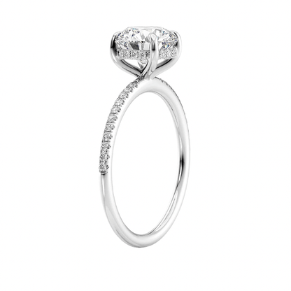 1 ct. emerald cut hidden halo engagement ring in 14k white gold, ideal for couples to proposal