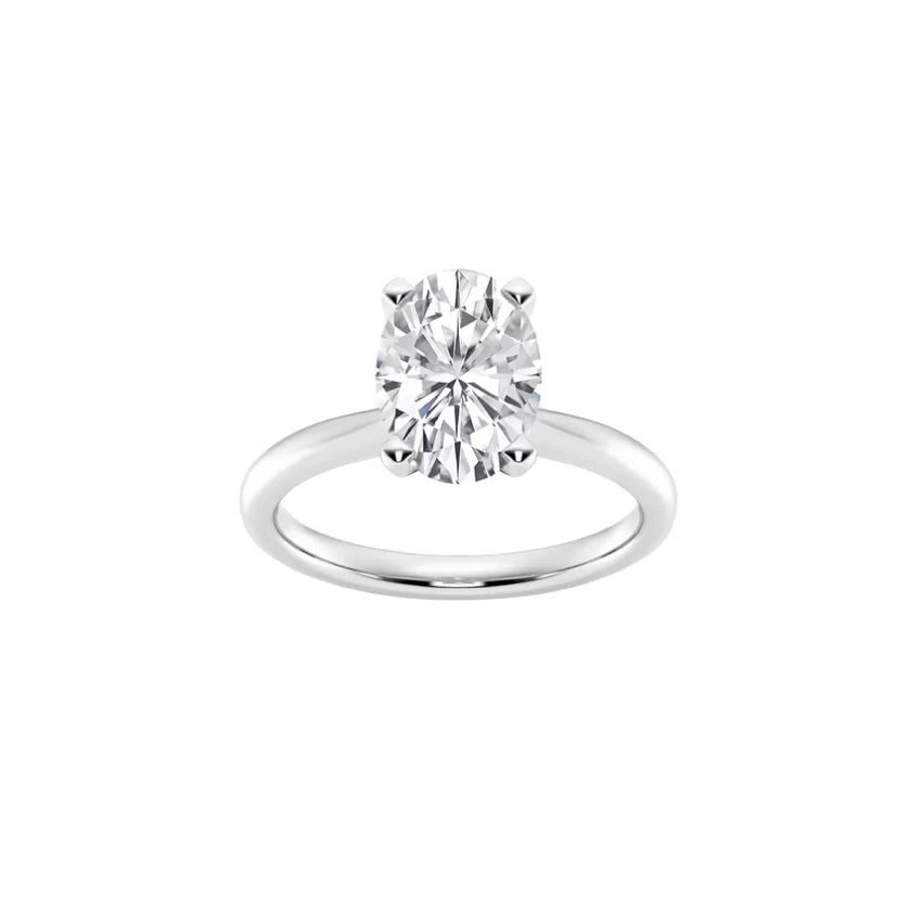 1 carat oval cut diamond engagement ring in 14k white gold
