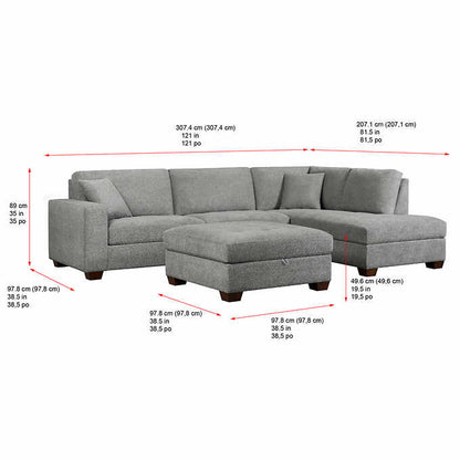 Thomasville Miles Fabric Sectional with Storage Ottoman