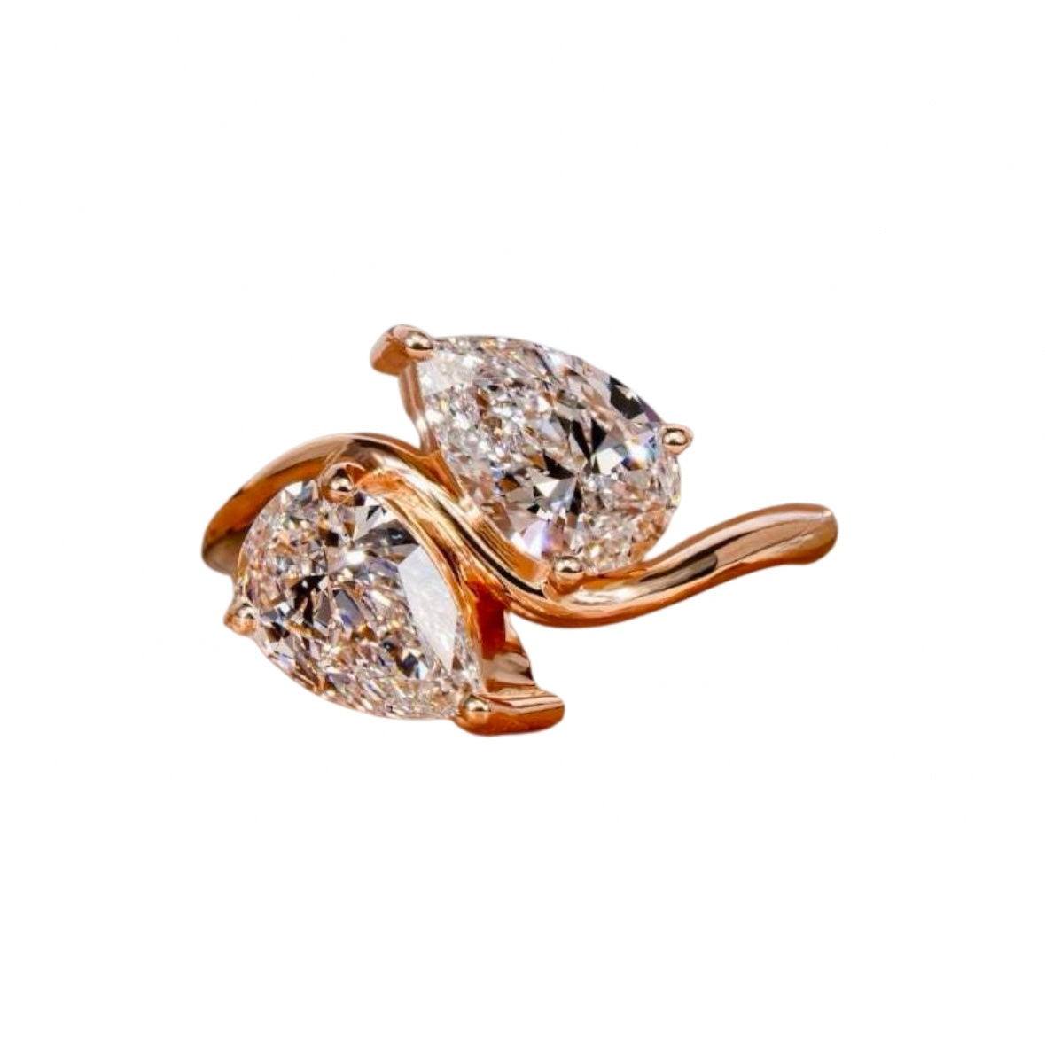 Toi et Moi Engagement Ring featured 2 carat pear shape lab grown diamonds, ideal for anniversaries