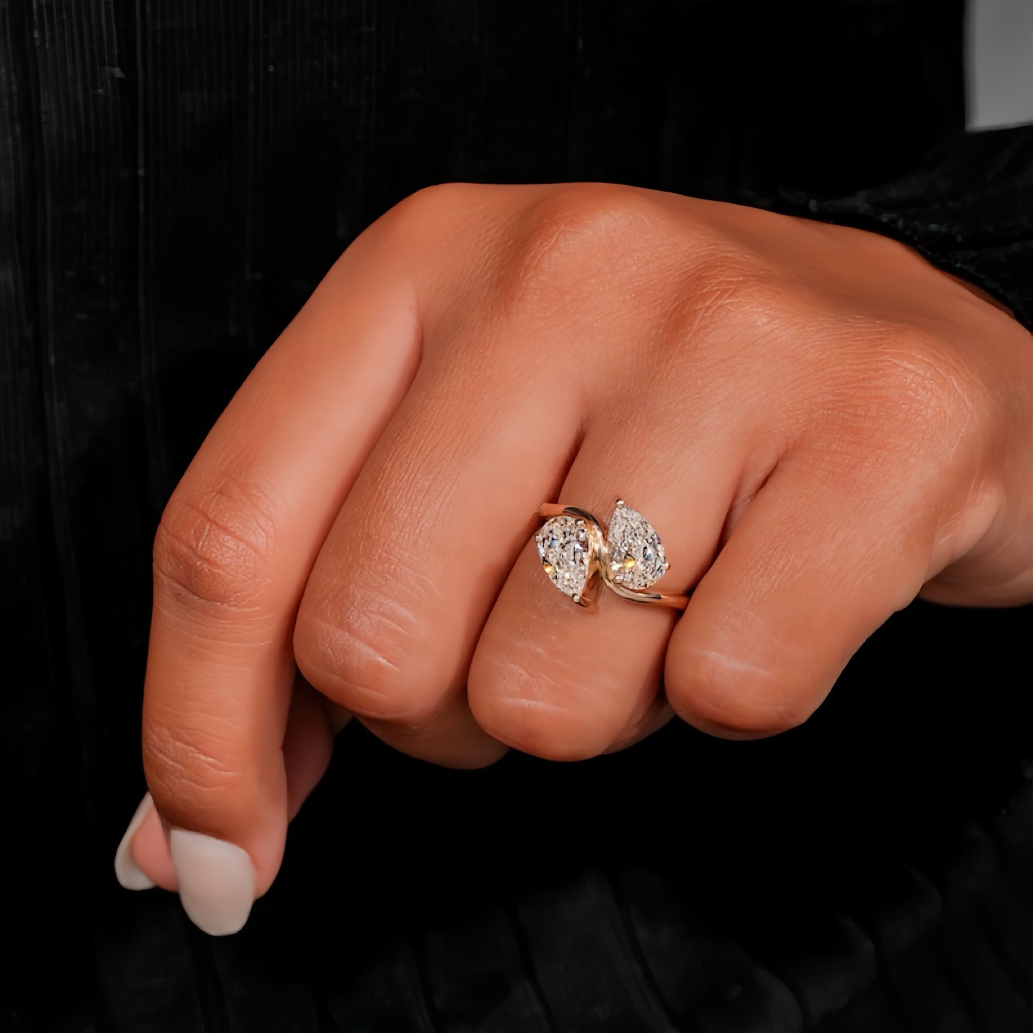 2 carat pear diamond ring in 14k yellow gold for wedding or engagement