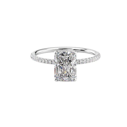 2 carat radiant cut diamond engagement rings set in 14k white gold, ideal for anniversaries