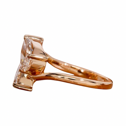 2ct. pear shape Toi et Moi Engagement Ring in 14k yellow gold for women