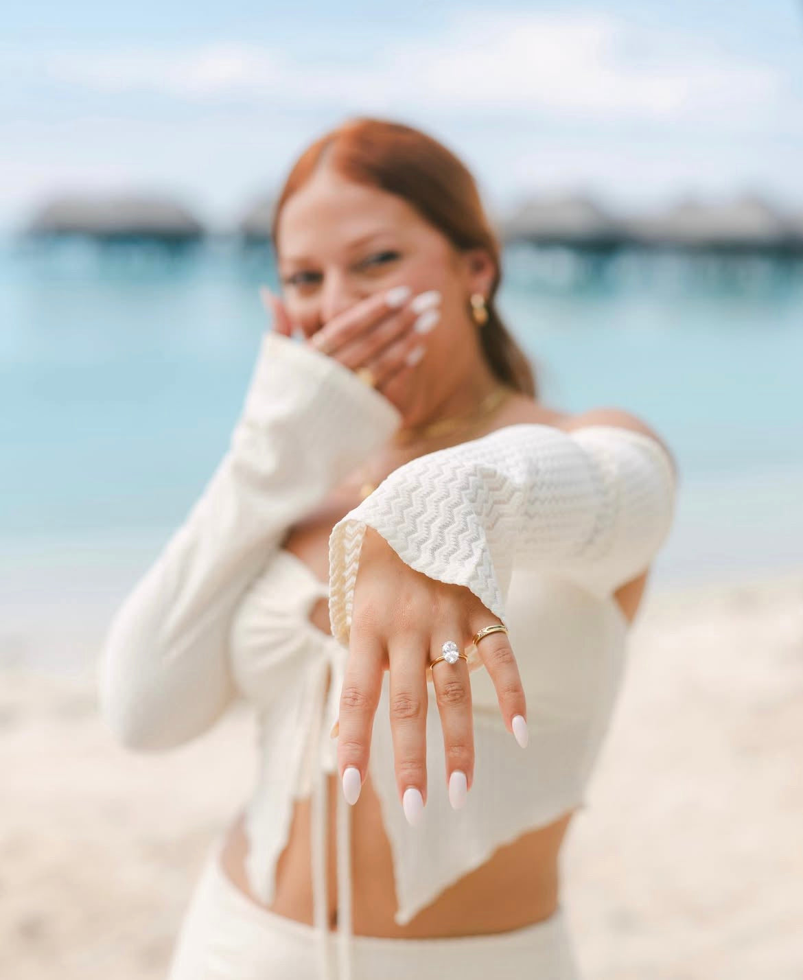 Customer review photo of a 2 carat oval lab grown diamond engagement ring