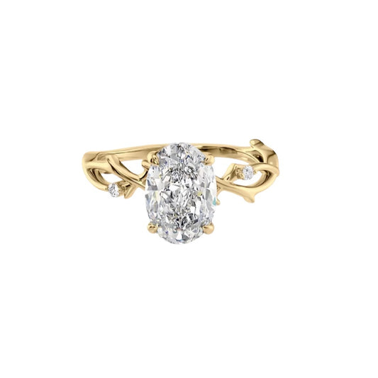 Vine Nature Inspired Oval Diamond Engagement Ring(1.0ct.) in 14K