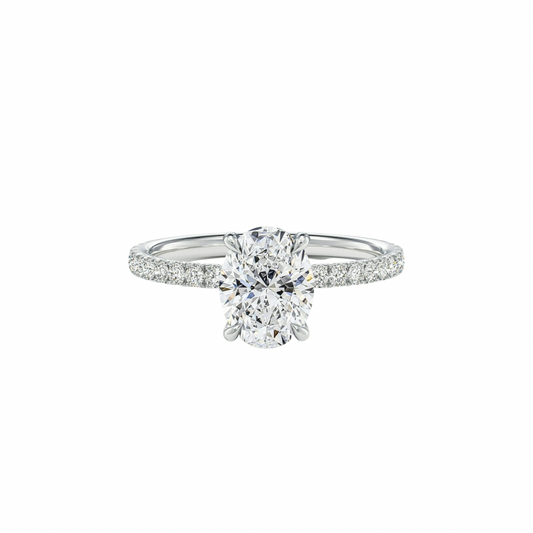 Hidden Halo Oval Diamond Ring(1.0ct.) In 14K
