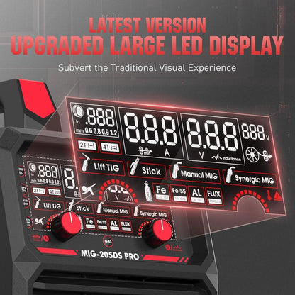 135Amp MIG Welder,110V Flux Core Welder Flux Core MIG/Lift TIG/Stick 3-in-1 Large LED Digital Display Welding Machine IGBT Inverter Welder FLUX-135PRO
