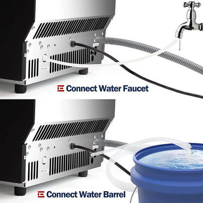 Euhomy Commercial Ice Machine, 2 Way Water Supply 100lbs/24H Stainless Steel Under Counter ice Machine with 33lbs Capacity