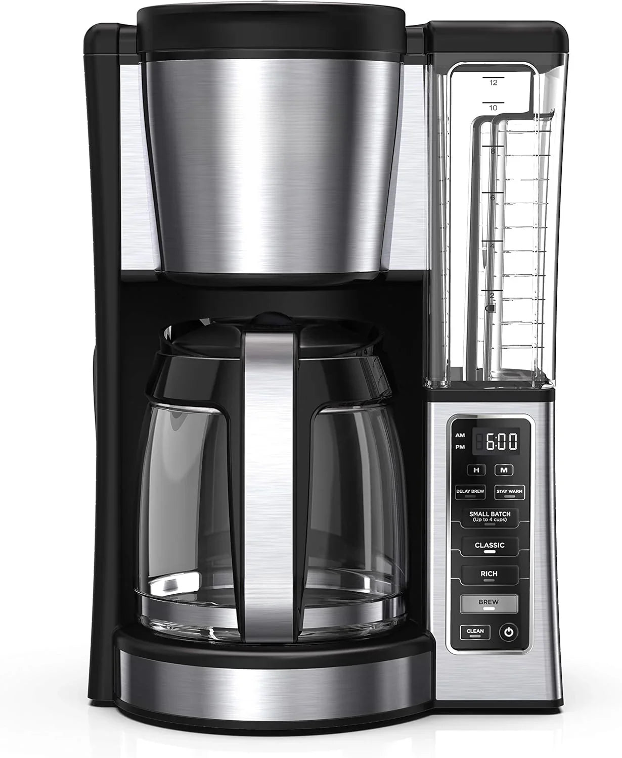12-Cup Programmable Coffee Brewer, 2 Brew Styles, Adjustable Warm Plate, 60oz Water Reservoir, Delay Brew - Black/Stainless Steel