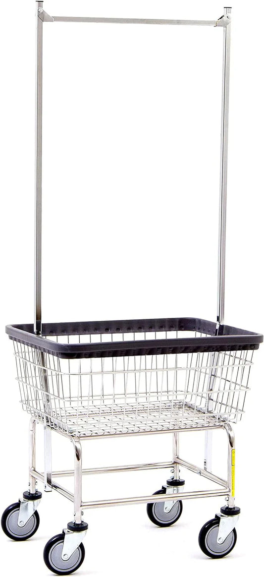 Heavy Duty Wire Laundry Cart with Double Rod Rack