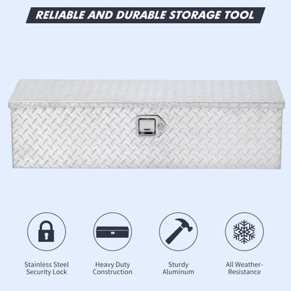48 Inch Diamond Plate Truck Bed Tool Box with Shelf Silver