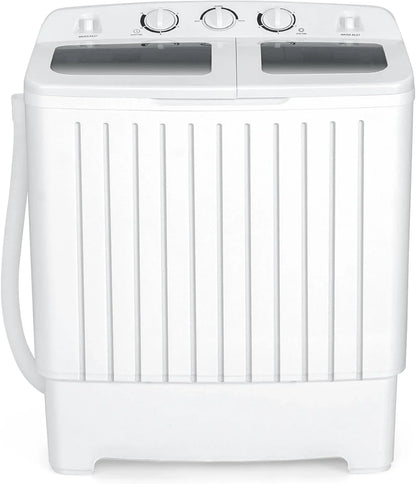 Portable Washing Machine, Twin Tub 20 Lbs Capacity, Washer(12 Lbs) and Spinner(8 Lbs), Durable Design, Timer Control, Compact Laundry Washer for RV, Apartments and Dorms, Grey+White