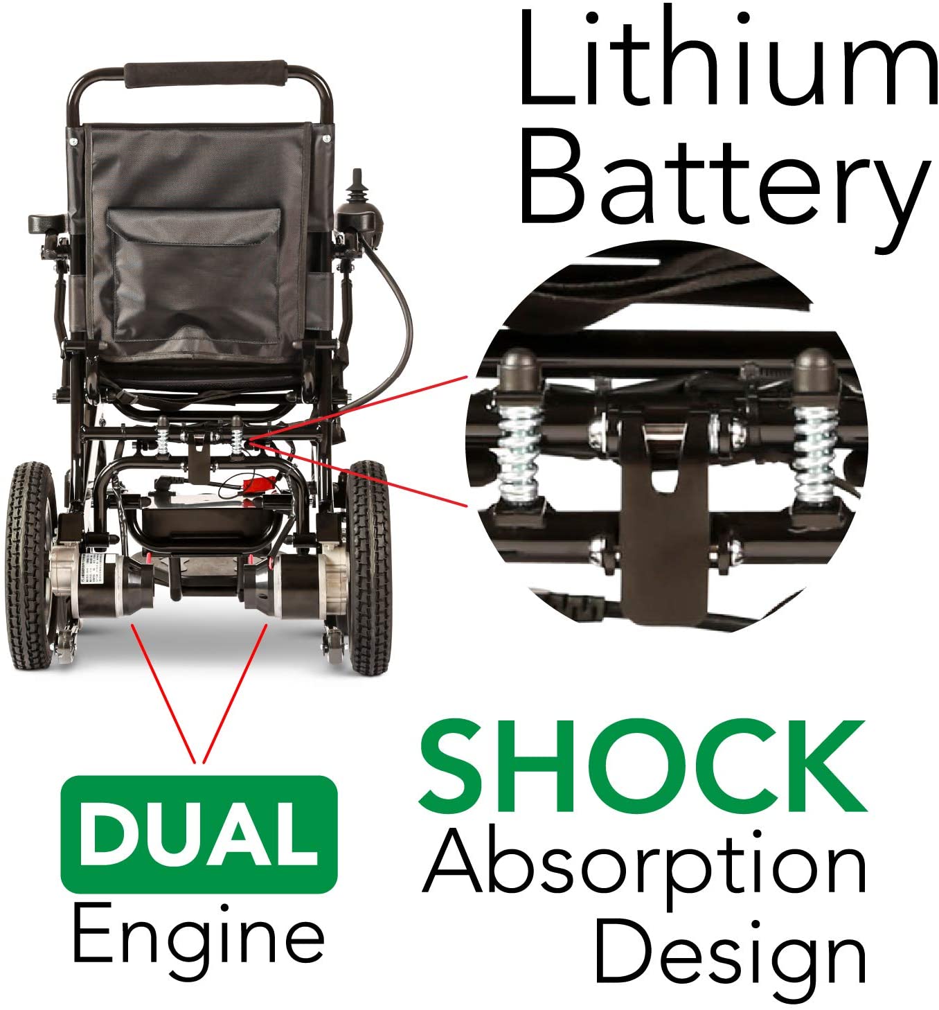 2020 New Folding Ultra Lightweight Electric Power Wheelchair, Silla de Ruedas Electrica, FDA Approved and Air Travel Allowed, Heavy Duty, Mobility Motorized, Portable Power (17.5′′ Seat Width)