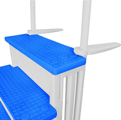 Select Anti-Slip in-Pool Steps | Gray | for Above Ground Swimming Pools | Can Mount to Decks 48" to 54" H | Safety Stairs Capacity Up to 300 lbs