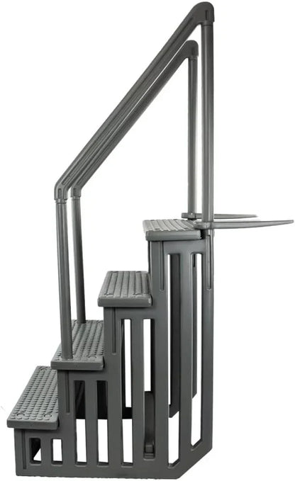 Select Anti-Slip in-Pool Steps | Gray | for Above Ground Swimming Pools | Can Mount to Decks 48" to 54" H | Safety Stairs Capacity Up to 300 lbs