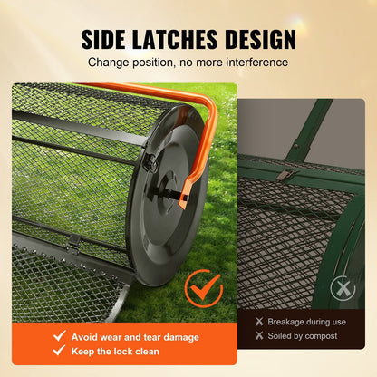 Heavy-Duty 24 Inch Peat Moss Compost Spreader With Adjustable Handle