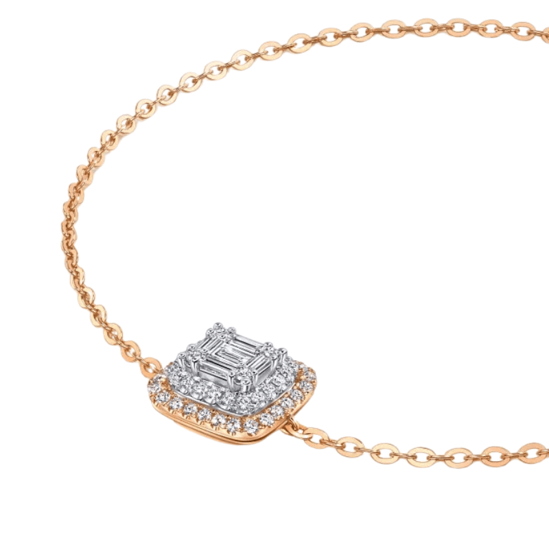 0.3 carat square diamonds bracelet in 10k yellow gold, for anniversaries gift
