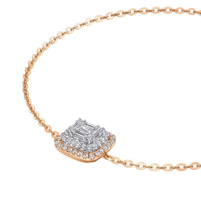0.3 carat square diamonds bracelet in 10k yellow gold, for anniversaries gift