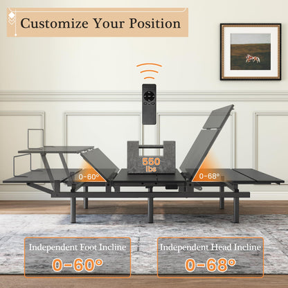 Adjustable Bed Frame -Wireless Remote -Memory Function -Adjustable Bed Base -Head and Foot Lift Incline -Zero Gravity -Quiet Motorfor Lying Down, Reading, Watching TV,Fatigue,Backache[FULL]