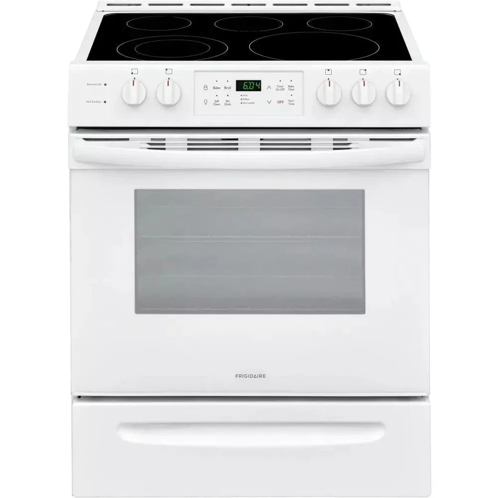 30 in. 5.0 cu. ft. Single Oven White with NVS Black Glass