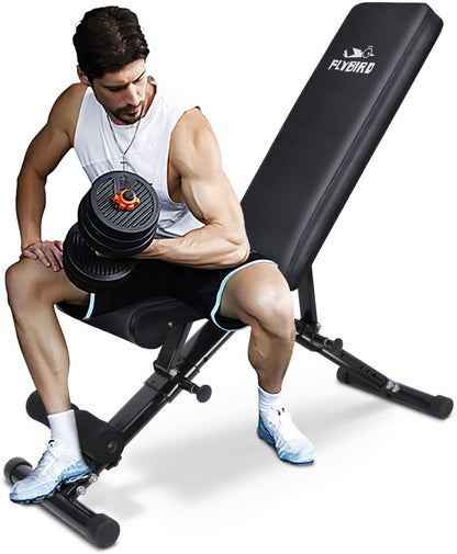 FLYBIRD Weight Bench, Adjustable Strength Training Bench for Full Body Workout