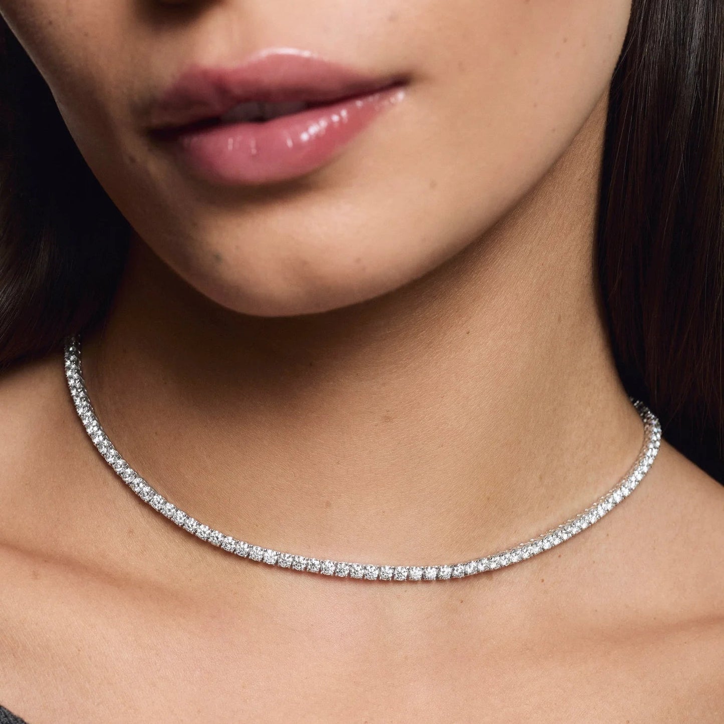 6 carat lab grown diamond tennis necklace, perfect for anniversaries and modern women