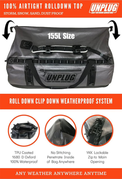Ultimate Adventure Bag -1680D Heavy Duty Waterproof Travel Duffel Bags for Camping, Motorcycle Dry Bag, Waterproof Bags for Boating, Waterproof Duffle Backpack,Tactical Duffle Bag