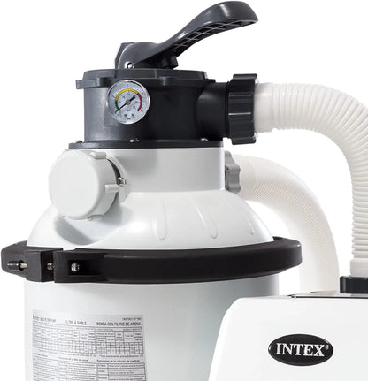 Intex 26651EG Krystal Clear 16 Inch 3,000 GPH Above Ground Pool Sand Filter Pump with Automatic Timer, GFCI, and 6 Function Control, Gray
