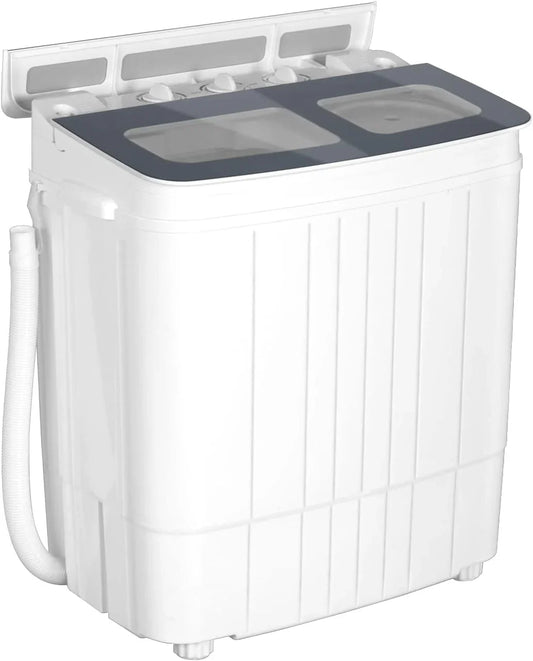 Portable Washing Machine - 14.5 lbs Mini Twin Tub Washer & Spin Dryer for Apartments, Dorms, RVs, Camping - Gray/Blue