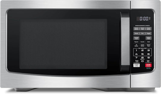Air Fryer Combo 8-in-1 Countertop Microwave Oven, with Convection, Broil, Odor Removal Mode, 12.4" Position Memory Turntable, Child-Lock, 1.0 Cu.ft, Black Stainless Steel