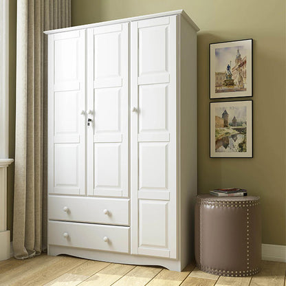 100% Solid Wood Grand Wardrobe Armoire - Mocha