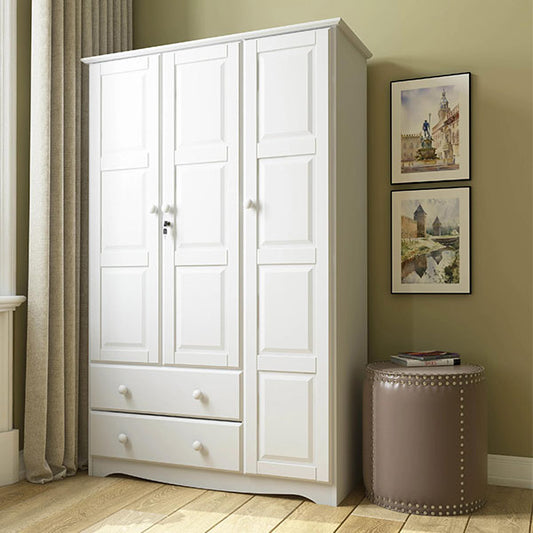 100% Solid Wood Grand Wardrobe Armoire - Mocha