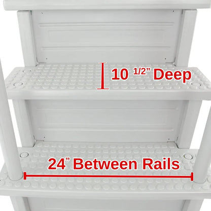 Select Anti-Slip in-Pool Steps | Gray | for Above Ground Swimming Pools | Can Mount to Decks 48" to 54" H | Safety Stairs Capacity Up to 300 lbs
