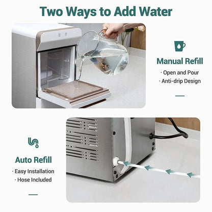 V2.0 Countertop Nugget Ice Maker | Self Cleaning Pellet Ice Maker | Open and Pour Refill | Stainless Steel Housing |