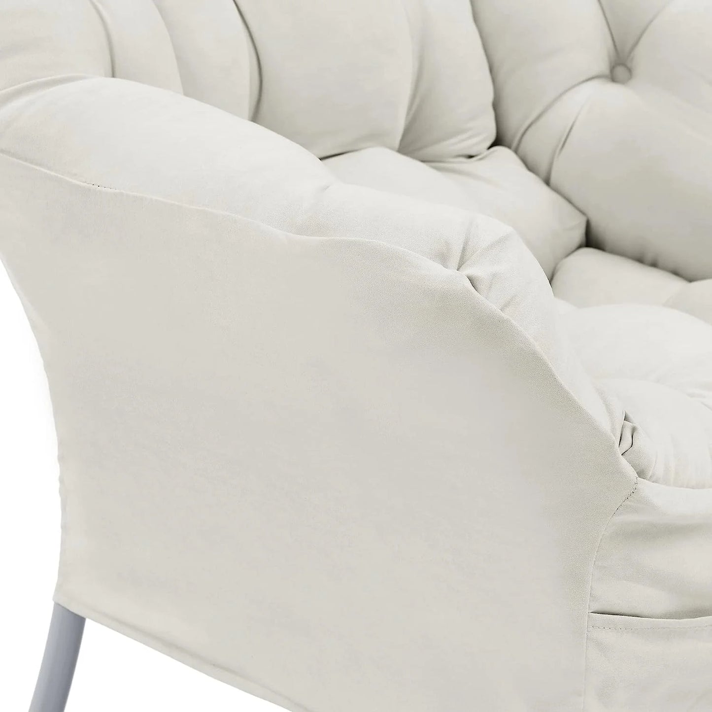 Living and More High Back Sofa Chair, Modern Fabric Lazy Chair, Accent Contemporary Lounge Chair, Cool Grey