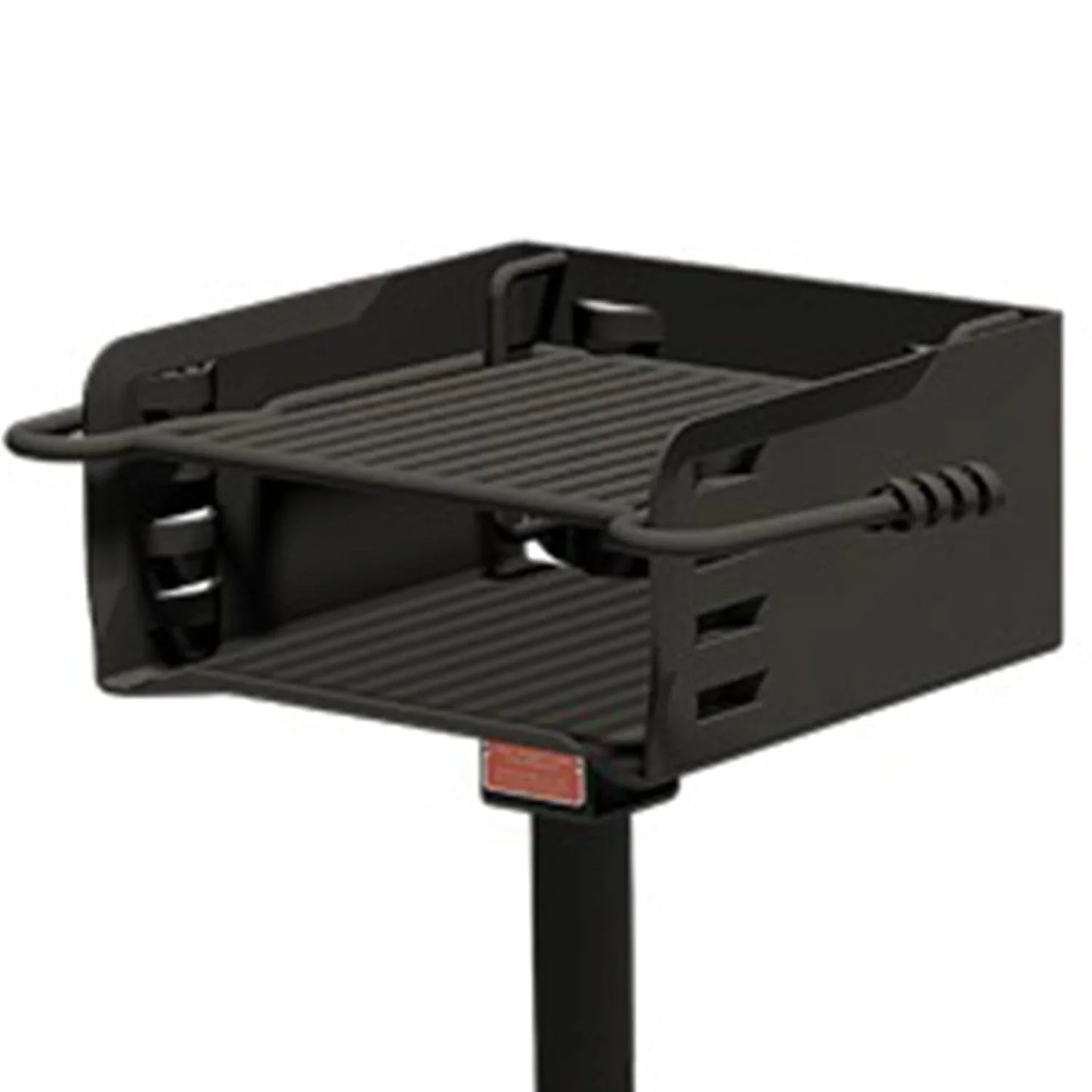 Pilot Rock Park Style Steel Outdoor BBQ Charcoal Grill and Post, Black