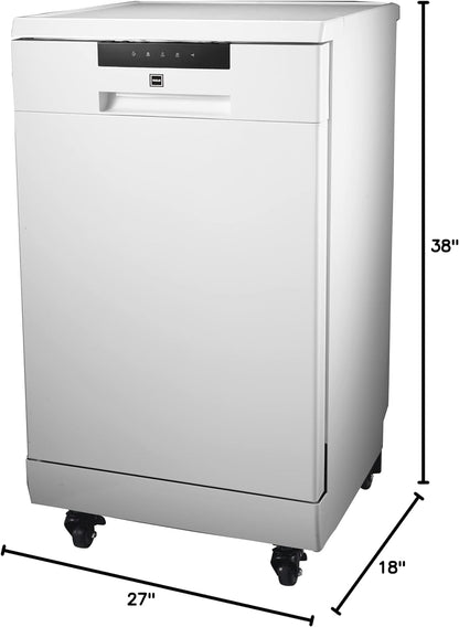 Portable Dishwasher, 18in Wide, 8 Place Settings Capacity, White