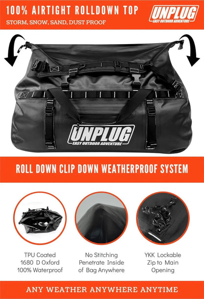 Ultimate Adventure Bag -1680D Heavy Duty Waterproof Travel Duffel Bags for Camping, Motorcycle Dry Bag, Waterproof Bags for Boating, Waterproof Duffle Backpack,Tactical Duffle Bag