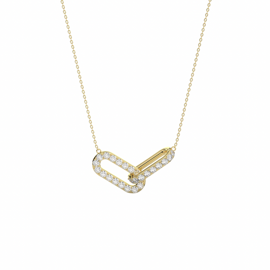 9k Gold Paperclip Necklace With Lab Grown Diamond(1/3ct.)