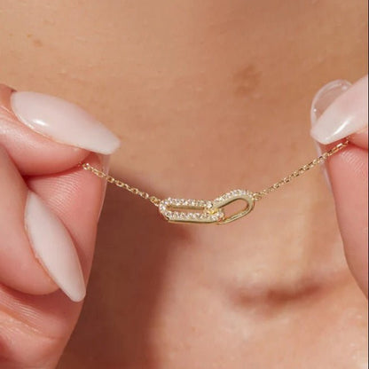 lab grown diamond paperclip necklaces for women in 9k gold chain, a ideal gift for birthday gift